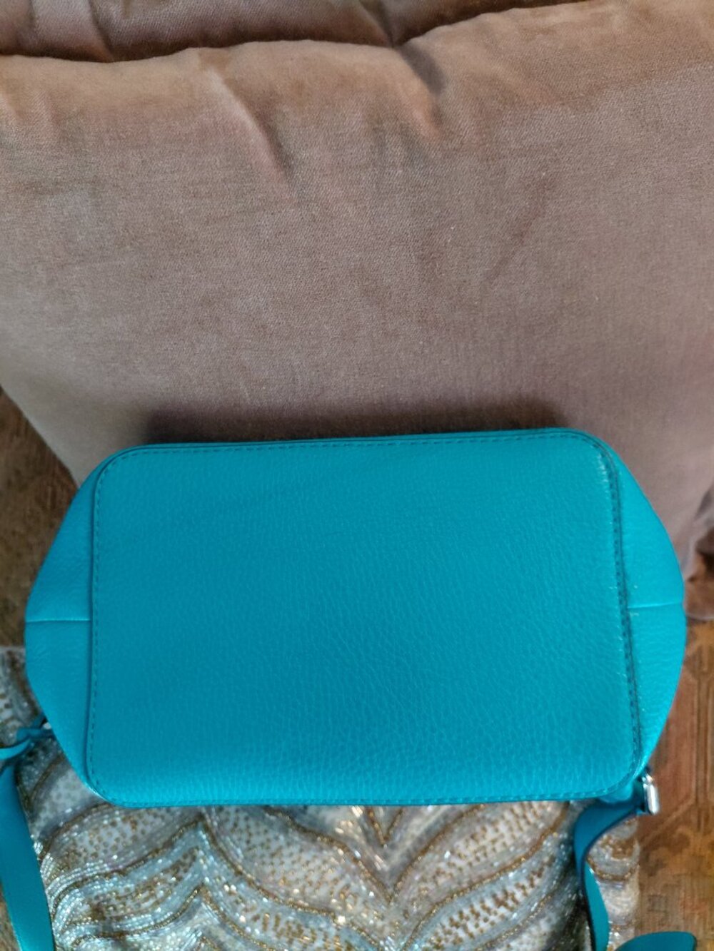 Michael Kors Teal Pebble Leather Shoulder Bag - Picture 7 of 9